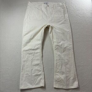 Gap 70s Flare High Rise Corduroy Pants Womens 34x29 18R White Ivory Boho Hippie